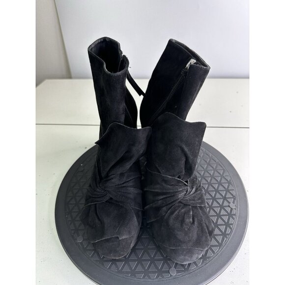 Rebecca Minkoff Black Suede Knotted Ankle Boots Block Heel Sz 9M - Picture 8 of 8